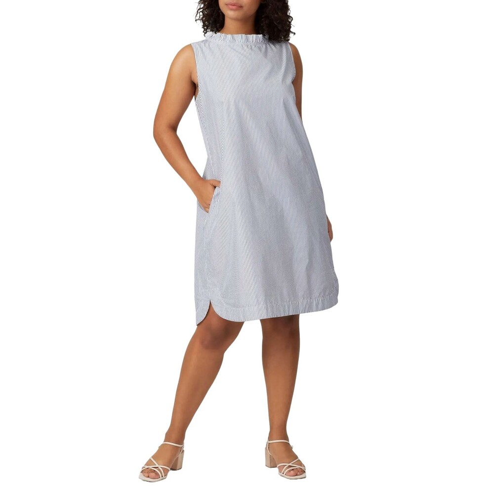 Lafayette 148 New York Yvette Convertible Dress White Blue Striped Women's XL